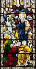 Moses striking the rock, detail from window 28, twentieth century, St Edmundsbury Cathedral, Bury St Edmunds, Suffolk, England