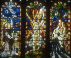 Creation, window 29, panels 1, 2 and 3, north aisle, west window, St Edmundsbury Cathedral, Bury St Edmunds, Suffolk, England