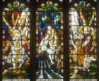 Creation of Adam and Eve, window 29, bottom row, nineteenth century, St Edmundsbury Cathedral, Bury St Edmunds, Suffolk, England