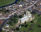 Tewkesbury Abbey,Tewkesbury, Gloucestershire, founded in twelfth century,  aerial view from from south west
