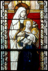 St Anne with Virgin and Child, south window, Lady Chapel, fifteenth century French-Flemish, Exeter Cathedral, Devon, England