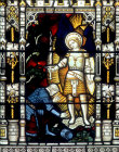 Joshua and the Angel of the Lord, south nave aisle window no.4, twentieth century, Clayton and Bell, Exeter Cathedral, Devon, England