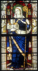 St Bridget, detail, window no 6, south aisle of nave, twentieth century, Burlison and Grylls, Exeter Cathedral, Devon, England