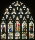 The Cathedral Builders, window no 2, nineteenth century, Cooper Abbs, south nave aisle, Exeter Cathedral, Devon, England