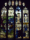 Miraculous draught of fishes, Ascension and Pentecost, window 9, circa 1500, Church of St Mary, Fairford, Gloucestershire, England