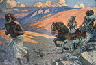Elijah running before chariot of Ahab (I Kings XVIII V 46) 1904 bible illustration, James Tissot, England