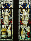 Angels, detail of west window, Church of St Mary, Stepleton, Dorset