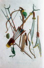 Bows and arrows and other arms, Chinese engraving, 1811