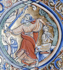 Abraham sacrificing Isaac, 12th century illumination from the Winchester Bible, Winchester Cathedral Library, England
