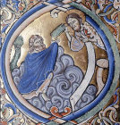 Moses recieves the Tablets, Winchester Bible, 12th century