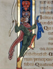 Elisha receives the mantle, 12th century illumination from the Winchester Bible, Winchester Library, England