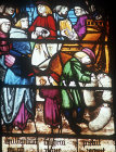 The Famine at Myra, detail from Miracles of St Nicholas, sixteenth century, All Saints Church, Hillesden, Buckinghamshire, England