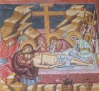 Lamentation, 15th century wall painting by Philip Goul, Church of the Holy Cross, Platanistasa, Cyprus