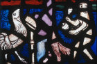 York Minster 14th century panel,  fox reading the lesson to a cockerel, detail from the Monkeys