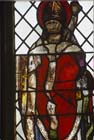 St Nicholas, bishop of Myra, 16th century stained glass, Church of All Saints, Hillesden, Buckinghamshire, England, Great Britain
