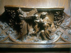 Misericord in Gloucester Cathedral, Gloucestershire, Moses and the tablets
