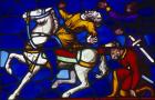 Conversion of St Paul, 19th century stained glass, Lincoln Cathedral, Lincolnshire, England, Great Britain