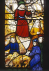 Noah, his family and the animals disembarking, sixteenth century, Church of St Neot, Cornwall, England