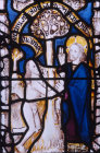 God commands Adam not to eat the fruit 16th century stained glass St Neot Church Cornwall