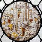 England, Bishopsbourne, Kent, the Tower of Babel 17th century Dutch stained glass