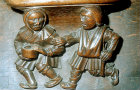 Misericord of two robbers, fifteenth century, Church of St Mary, Ripple, Worcestershire