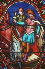 Scene from Elijah window, nineteenth century,  Lincoln Cathedral, Lincolnshire, England