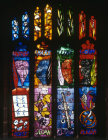 Symbols of the Evangelists and the Prophets, 1961, designed by John Piper, made by Patrick Reyntiens, All Hallows Church, Wellingborough, Northamptonshire, England