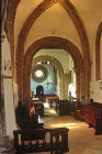 Church of St Mary the Virgin, built 1160-1230, carved stone arches seen from baptistery, Iffley, Oxfordshire, England