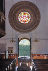 Church of St Mary the Virgin, built 1160-1230, rose window, seen from choir, Iffley, Oxfordshire, England