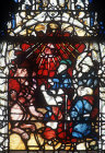 False prophet brings fire from Heaven, Book of Revelations, 1405-1408, Great East window, York Minster, Yorkshire, England