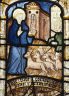 Stolen oxen returned to St Neot, St Neot window, sixteenth century, Church of St Neot, Cornwall, England