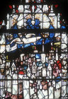 An angel proclaims the fall of Babylon, Book of Revelations, 1405-1408, Great East window, York Minster, Yokshire, England