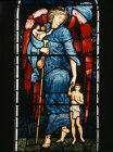 Guardian Angel, designed by Edward Burne-Jones, 1872, East window, detail, Church of St Michael, Forden, Wales