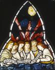Choir of Angels, 19th century stained glass by Edward Burne-Jones, Church of St Michael, Forden, Wales