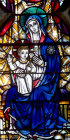 Virgin and Child, detail from east window, twentieth century, Marion Grant, Exeter Cathedral, Devon, England