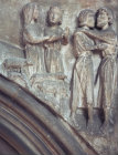 Meeting of Jacob and Esau, medieval relief number 34 Chapter House, Salisbury Cathedral, 14th century