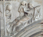Isaac blessing Jacob medieval stone relief Chapter House Salisbury Cathedral 14th century