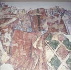 Murder of Thomas Becket, wall painting, circa 1340, South Newington, Oxfordshire, England, Great Britain