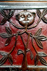 Green Man bench end, 16th century, Church of St Mary the Virgin, Bishops Lydeard, Somerset, England
