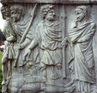 Detail from stories of Theseus, relief on marble Roman sarcophagus, circa 240-250, bought in Rome by Lord Astor, Cliveden House, Buckingamshire, England