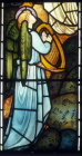Angel in blue, detail, angels of Paradise window, by Edward Burne-Jones, 1881, All Hallows Church, Allerton, Liverpool, Lancashire, England