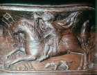 Misericord in Gloucester Cathedral, Gloucestershire, a huntsman, fourteenth century