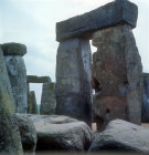 South trilithon, fallen upright of south west trilithon in foreground, Stonehenge, Wiltshire, England