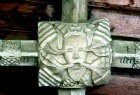 Green Man roof boss, carved in wood, Church of St Michael, Spreyton, Devon, England