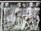 Theseus abandons Ariadne on Naxos, marble Roman Sarcophagus, circa 240-250, bought in Rome by Lord Astor, Cliveden House, Buckinghamshire, England