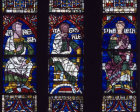 Jared, Methuselah and Phalech three genealogical figures in the great south window Canterbury Cathedral, Kent, England