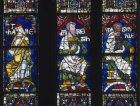 Terah, Jared and  Methuselah, three genealogical figures in the Great South Window Canterbury Cathedral, Canterbury, Kent, England