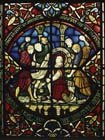 Stoning of St Stephen, 19th century stained glass, Trinity Chapel, Salisbury Cathedral, Wiltshire, England, Great Britain