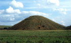 West aspect, Silbury Hill, prehistoric artificial chalk mound, constructed circa 2470 to 2350 BC, during neolithic period, Avebury, Wiltshire