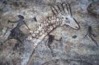 Prehistoric cave painting of a giraffe in the Tassili-n-Ajjer plateau, Algeria
